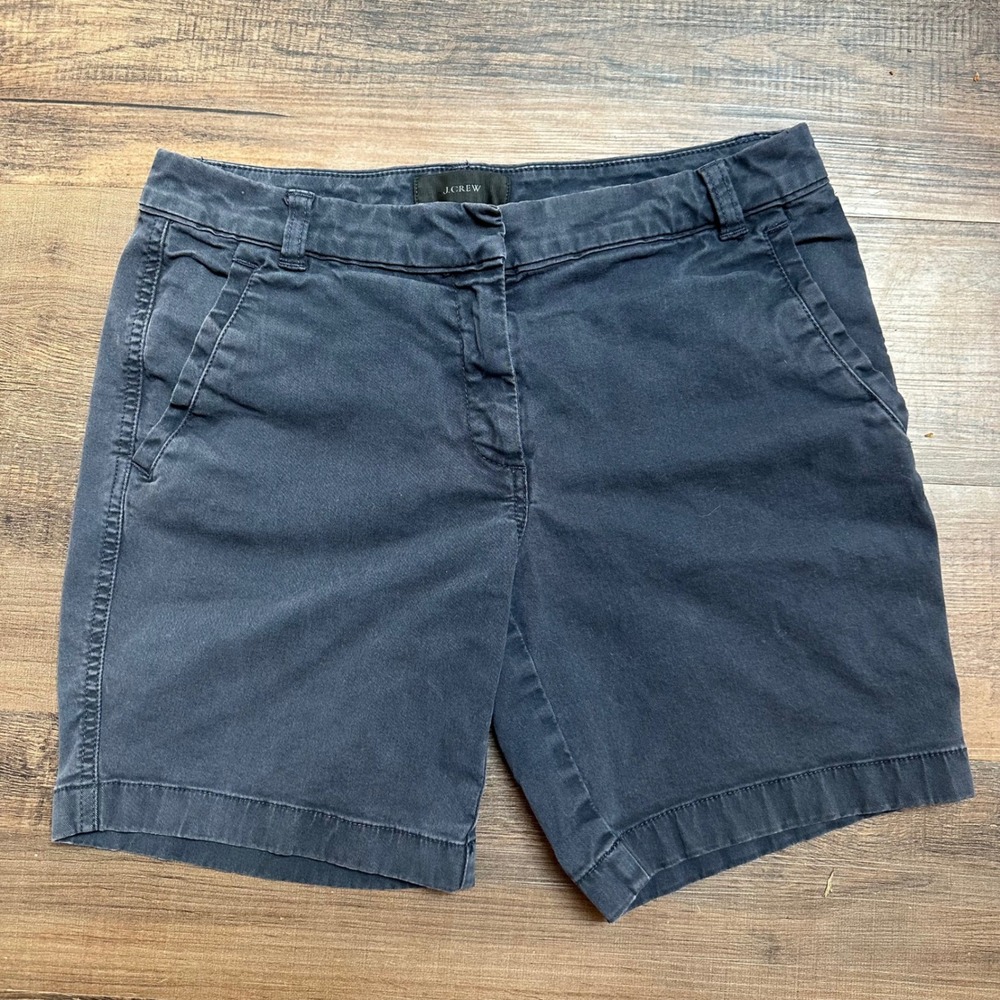 J.Crew Women Navy Blue Chino Shorts Stretch Cotton Size 4 Preppy Classic Summer